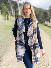 Load image into Gallery viewer, See Saw - Brushed Wool Open Vest - Denim/Camel