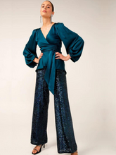 Load image into Gallery viewer, Sacha Drake - Sequin Palazzo Pant - Peacock