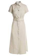 Load image into Gallery viewer, Haris Cotton - Linen Button Front Shirt Dress - Beige
