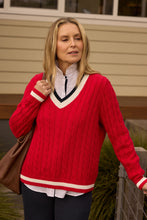 Load image into Gallery viewer, Goondiwindi - Harvest V Neck Jumper - Poinsettia/White