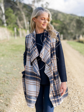 Load image into Gallery viewer, See Saw - Brushed Wool Open Vest - Denim/Camel