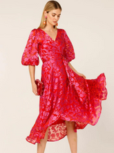 Load image into Gallery viewer, Sacha Drake - Lily Fire Wrap Dress - Pink Red Floral

