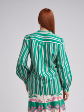 Load image into Gallery viewer, Cloth, Paper, Scissors - Print Stripe Shirt - Green/Beige stripe