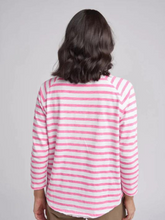 Load image into Gallery viewer, Cloth, Paper, Scissors - Raglan Stripe Tee - Pink/White
