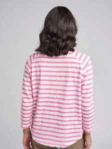 Cloth, Paper, Scissors - Raglan Stripe Tee - Pink/White