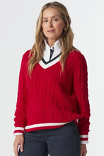 Load image into Gallery viewer, Goondiwindi - Harvest V Neck Jumper - Poinsettia/White