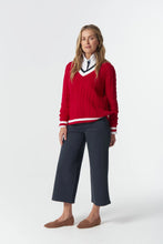 Load image into Gallery viewer, Goondiwindi - Harvest V Neck Jumper - Poinsettia/White