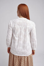 Load image into Gallery viewer, Cloth, Paper, Scissors | Curved Yoke Embroidered Cotton Shirt | White