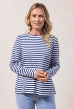 Load image into Gallery viewer, See Saw - Elastane Stripe T-Shirt -Navy/White