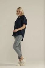 Load image into Gallery viewer, Goondiwindi - Cuffed Short Sleeve Linen Shirt - Navy