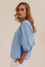 Load image into Gallery viewer, Kaleido - Linen Elbow Top - Chambray