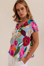 Load image into Gallery viewer, Kaleido - Linen Short Sleeve Bloom Burst Top
