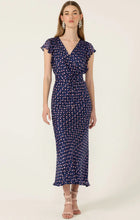 Load image into Gallery viewer, Sacha Drake - Fleur De Lys Midi Dress In Indigo Pink Poppy