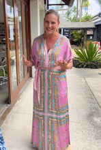 Load image into Gallery viewer, Lola - Aria Pink Blue Norman Satin Dress