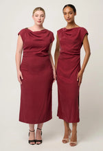 Load image into Gallery viewer, Once Was - Monique Draped Neck Dress - Ruby