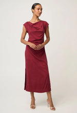Load image into Gallery viewer, Once Was - Monique Draped Neck Dress - Ruby