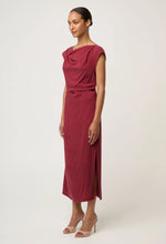 Load image into Gallery viewer, Once Was - Monique Draped Neck Dress - Ruby