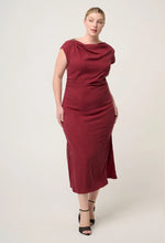 Load image into Gallery viewer, Once Was - Monique Draped Neck Dress - Ruby