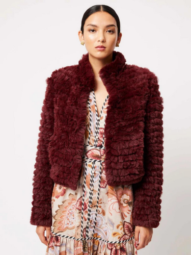 Once Was - Altair Faux Fur Bomber - Scarlet