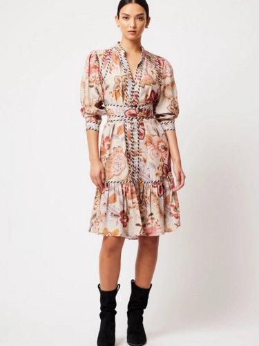 Once Was - Atlas Contrast Sleeve Dress - Aries Floral