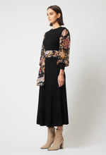 Load image into Gallery viewer, Once Was - Empress Wool Dress - Black/Winter Floral