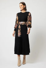 Load image into Gallery viewer, Once Was - Empress Wool Dress - Black/Winter Floral