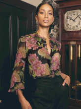 Load image into Gallery viewer, Once Was - Estrella Braided Neck Blouse - Winter Granadilla