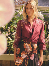 Load image into Gallery viewer, Once Was - Maren Silk Blouse - Garnet Orchid