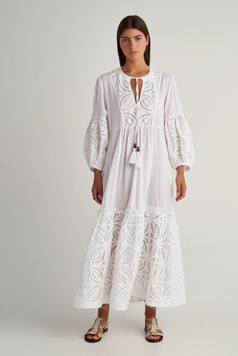 Pearl & Caviar - Mathilda Long Sleeve White Maxi Dress 5196