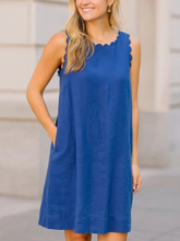 Load image into Gallery viewer, See Saw - Linen Scallop Edge Dress