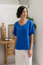 Load image into Gallery viewer, See Saw - Linen V Neck Swing Top - Santorini Blue