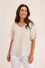 Load image into Gallery viewer, See Saw - Linen V Neck Swing Top - Flax