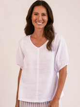 Load image into Gallery viewer, See Saw - Linen V Neck Swing Top - White