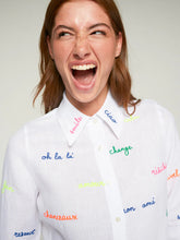 Load image into Gallery viewer, Vilagallo - Mafalda White Linen Embroidered Shirt