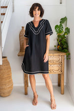 Load image into Gallery viewer, See Saw - Linen Embroidered Dress - Black/Natural