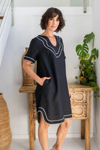 Load image into Gallery viewer, See Saw - Linen Embroidered Dress - Black/Natural