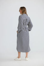 Load image into Gallery viewer, Holiday Trading & Co - Carnation Shirt Dress - Navy White Stripe