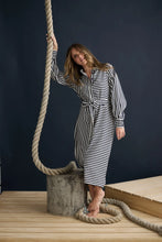 Load image into Gallery viewer, Holiday Trading & Co - Carnation Shirt Dress - Navy White Stripe