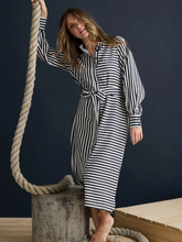Load image into Gallery viewer, Holiday Trading & Co - Carnation Shirt Dress - Navy White Stripe