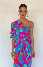 Load and play video in Gallery viewer, Sacha Drake - Party Benito Jumpsuit - Jade Fuchsia Swirl
