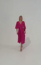 Load and play video in Gallery viewer, Sacha Drake - Lily Fire Wrap Dress - Pink Red Floral
