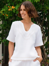 Load image into Gallery viewer, See Saw - Linen Rope Trim Top - White/Natural