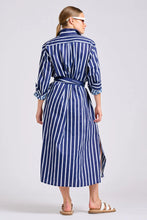 Load image into Gallery viewer, Shirty - Luna Longline Shirt Dress - Navy/White Stripe