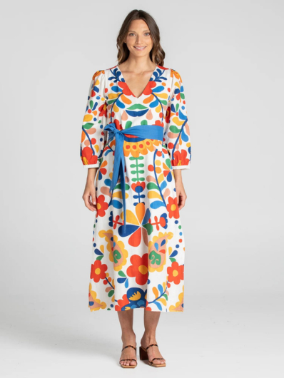 Boom Shankar Quinn Linen Dress Tuscan Garden Indigoandme