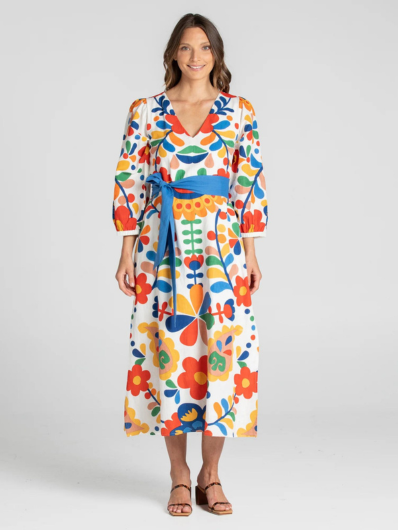 Boom Shankar - Quinn Linen Dress - Tuscan Garden