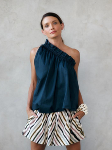Natasha - Erica One Shoulder Top - Navy