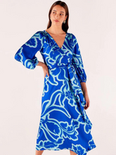 Load image into Gallery viewer, Sacha Drake - Ethereal Wrap Dress - Azure Blue Floral
