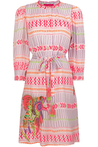 Place Du Soleil - Pink Arafat Print Ladies Dress - s23-104