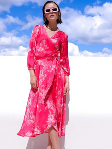 Sacha Drake - Lotus Flower Wrap Dress - Hot Pink Floral