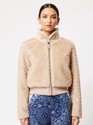 Once Was - Stella Faux Fur Bomber - Fawn